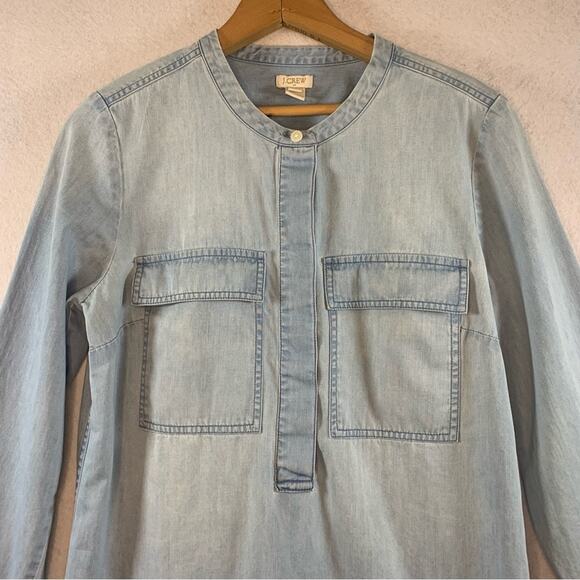 J Crew Chambray Shirt Dress Sz S/M Preppy Western Coastal Cowgirl Festival - Picture 2 of 8